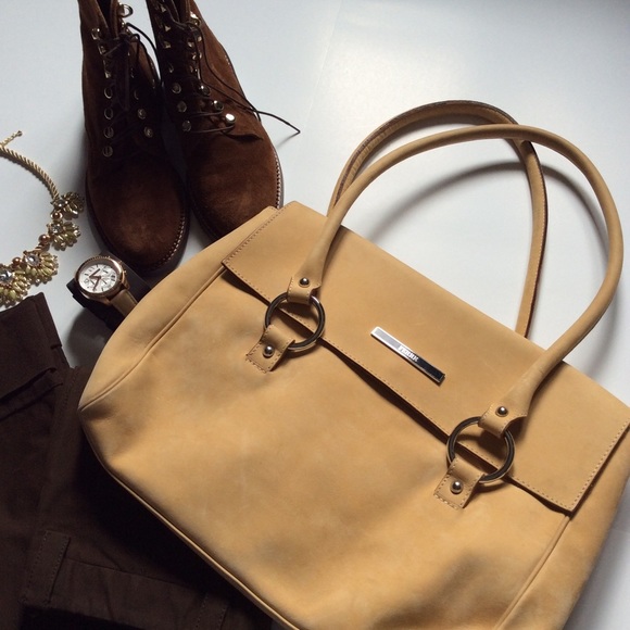 Gianfranco Ferre suede light yellow bag purse - Picture 3 of 6